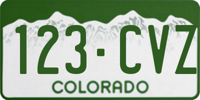CO license plate 123CVZ