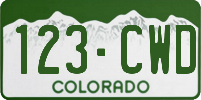 CO license plate 123CWD