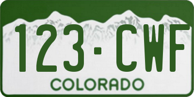 CO license plate 123CWF