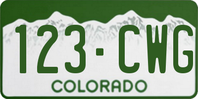 CO license plate 123CWG