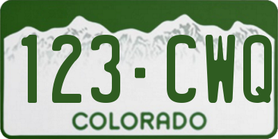 CO license plate 123CWQ