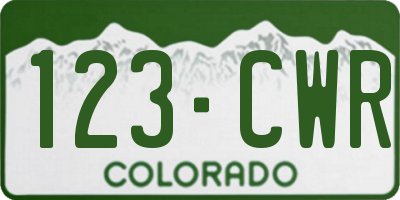 CO license plate 123CWR