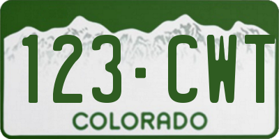 CO license plate 123CWT