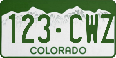 CO license plate 123CWZ