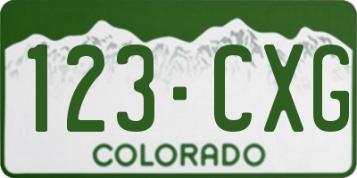 CO license plate 123CXG
