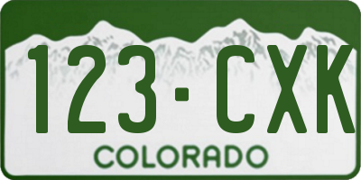 CO license plate 123CXK