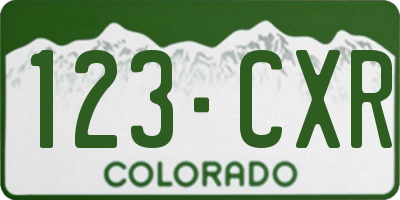 CO license plate 123CXR