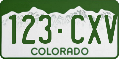 CO license plate 123CXV