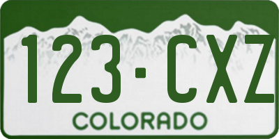CO license plate 123CXZ