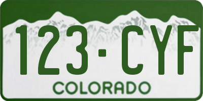 CO license plate 123CYF