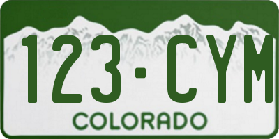 CO license plate 123CYM