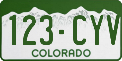 CO license plate 123CYV