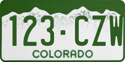 CO license plate 123CZW