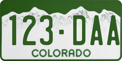 CO license plate 123DAA