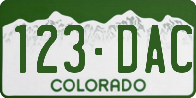 CO license plate 123DAC