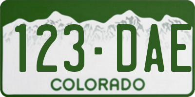 CO license plate 123DAE