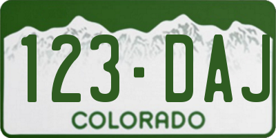 CO license plate 123DAJ