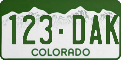 CO license plate 123DAK