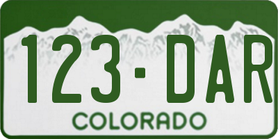 CO license plate 123DAR