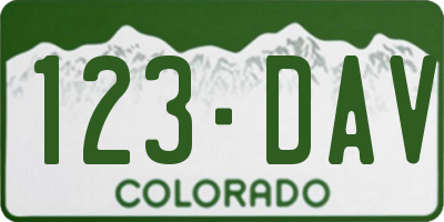 CO license plate 123DAV
