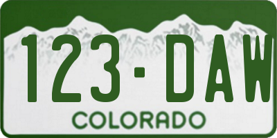 CO license plate 123DAW