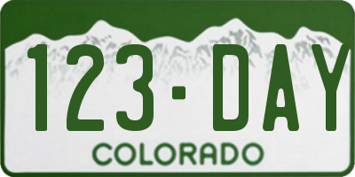 CO license plate 123DAY