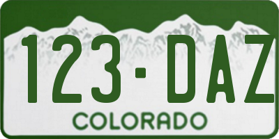 CO license plate 123DAZ