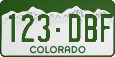 CO license plate 123DBF