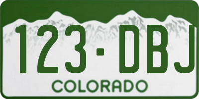 CO license plate 123DBJ