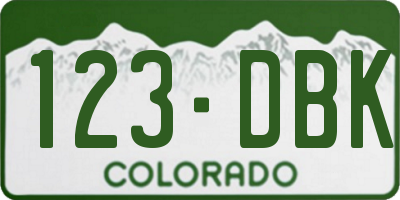 CO license plate 123DBK