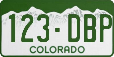 CO license plate 123DBP
