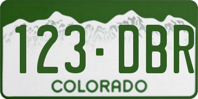 CO license plate 123DBR