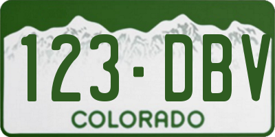 CO license plate 123DBV