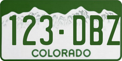 CO license plate 123DBZ