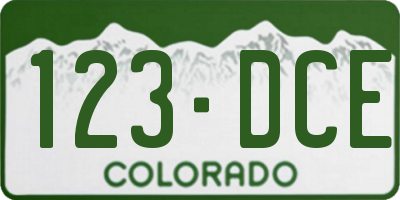 CO license plate 123DCE