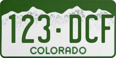 CO license plate 123DCF