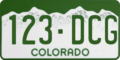 CO license plate 123DCG