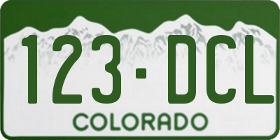 CO license plate 123DCL