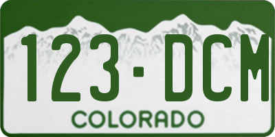 CO license plate 123DCM
