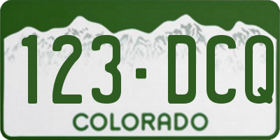CO license plate 123DCQ
