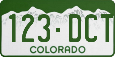 CO license plate 123DCT