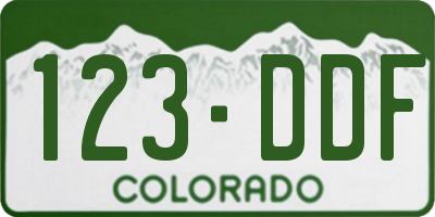 CO license plate 123DDF