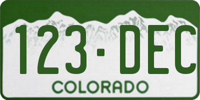 CO license plate 123DEC
