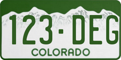 CO license plate 123DEG