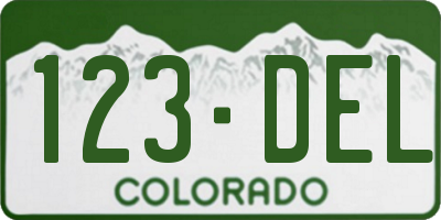 CO license plate 123DEL