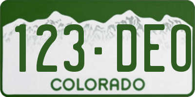 CO license plate 123DEO