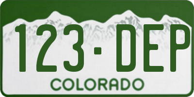 CO license plate 123DEP