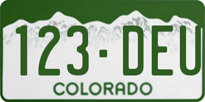 CO license plate 123DEU