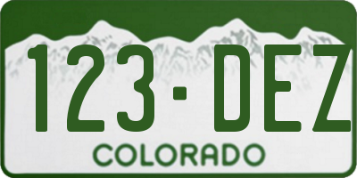 CO license plate 123DEZ