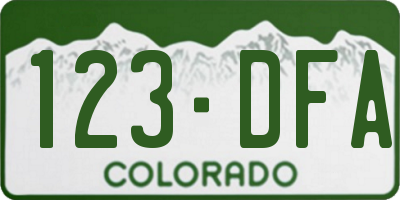 CO license plate 123DFA